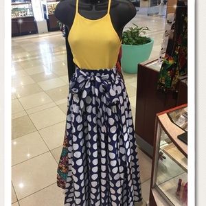 Blue and Polka Dot Dashiki Skirt